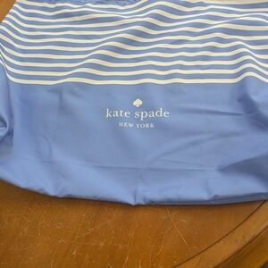 Kate Spade New York Blue White Stripe Large Tote Bag Beach Pool Travel NWOT